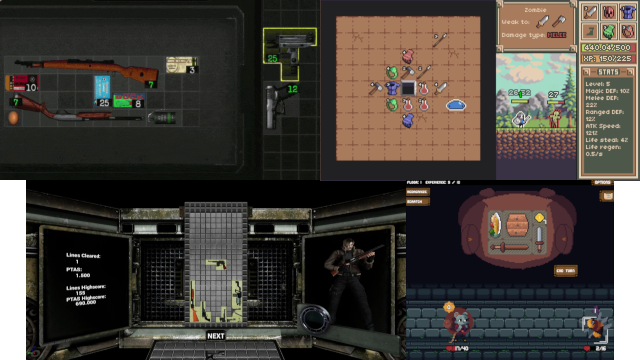 Clockwise from top-left: Save Room, Bag of Holding, Backpack Hero, Resident Evil 4 - Tetris edition
